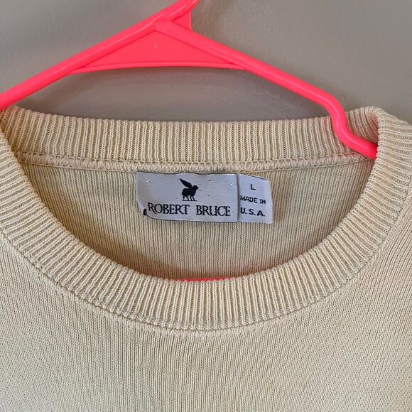 Robert Bruce Cream Men's Sweater Size L Made in USA - Picture 2 of 3